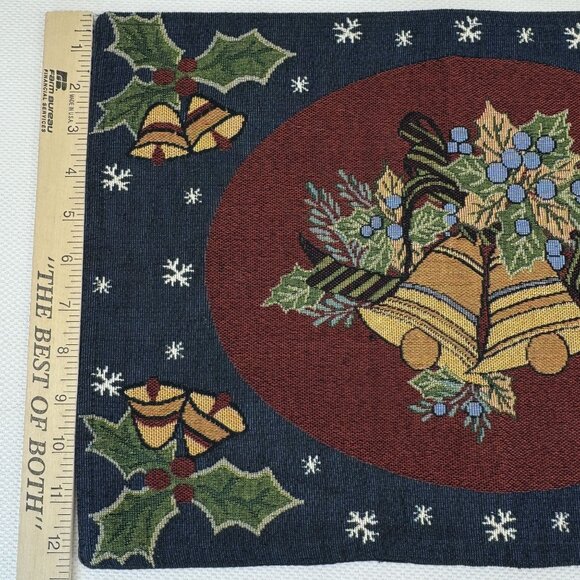 Vintage Set Of 4 Christmas Bell and Holly Tapestry Placemats Holiday 18"x12" - Picture 7 of 7